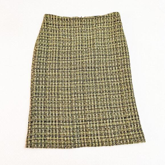 Zara Woven Tweed Wool Knit Pencil Skirt Green Multicolor Size 8 - Picture 1 of 5